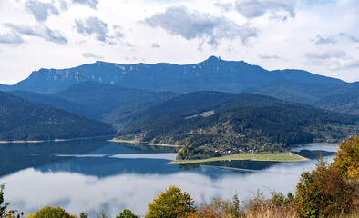 Spectacular summer view on Dragan lake. Adorable morning view of Apuseni Natural Park.  Romania, Europe.