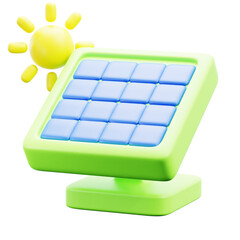 solar energy system panel and sun eco friendly power supply 3d icon illustration render design