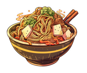 Ramen noodle with chopstick on a transparent background PNG