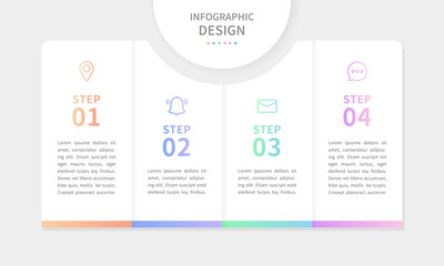 Modern style business infographic with a timeline template to introduce the steps