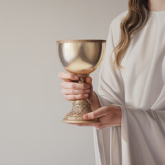 female hand holding a giant chalice