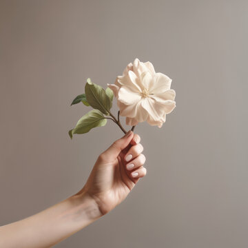 Fototapeta female hands with white flower