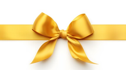 Golden satin ribbon isolated on white background
