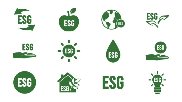 Icon collection with zero emissions esg symbol concept. greenhouse gas carbon credit design set. protect ecological green vector glyph. carbon net zero neutral natural. carbon footprint art pictogram