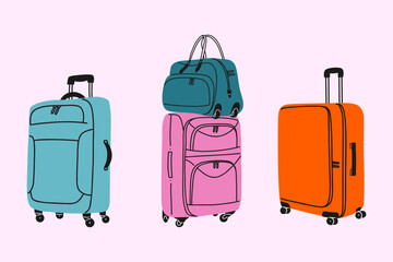 A set of traveling suitcase.