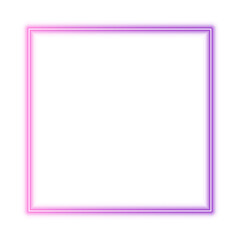 Illustration of neon electric style square frame. Gradient pink purple color. Isolated on transparent background