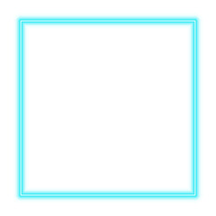 Illustration of neon electric style square frame. Blue color. Isolated on transparent background