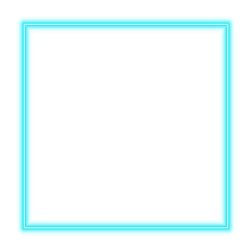 Illustration of neon electric style square frame. Blue color. Isolated on transparent background