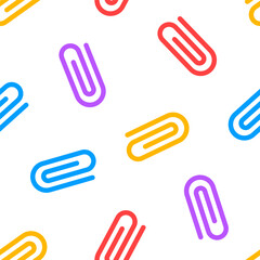 Obraz premium Seamless pattern with colorful paperclip
