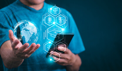 Connecting, communicating, and exchanging with global network cloud data internet technology. Using wireless data with high-speed technology for economic, scientific, and financial development.