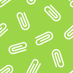 Green seamless pattern with white paperclip
