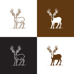 set of deer silhouettes logo