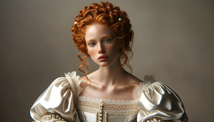A classic portrait capturing the essence of a Renaissance-era woman.