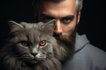 Man and his grey cat