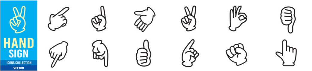 hand sign set collection Vector