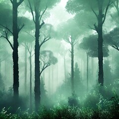 Obraz premium forest in fog