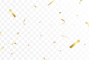 Confetti explosion on transparent background. Shiny golden paper pieces that fly and spread. soft and simple. vector