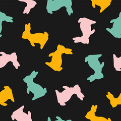 Seamless pattern with colorful rabbit shape