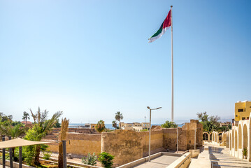 View at the Aqaba fort in costal town Aqaba, Jordan