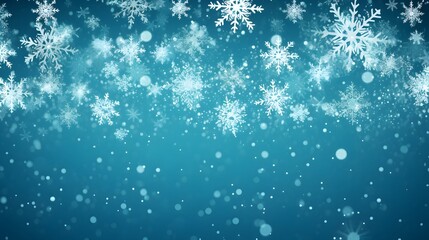 silver turquoise snowflakes on blue christmas background - obrazy, fototapety, plakaty