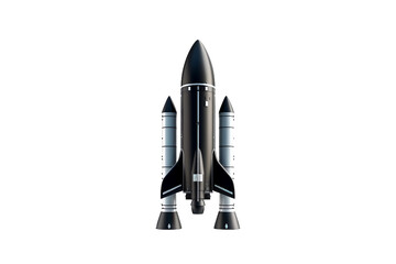 Futuristic Black Space Rocket Isolated on Transparent Background
