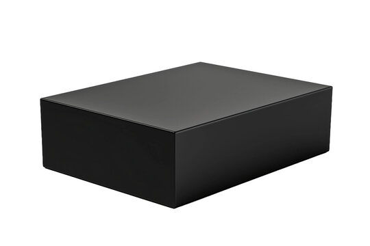 Minimalist Blank Black Box Isolated on Transparent Background
