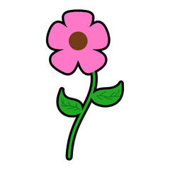 Flower digital illustration in cute and simple style
