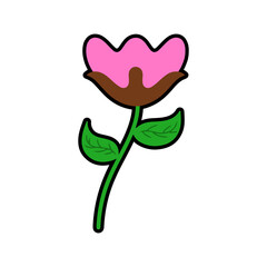 Flower digital illustration in cute and simple style
