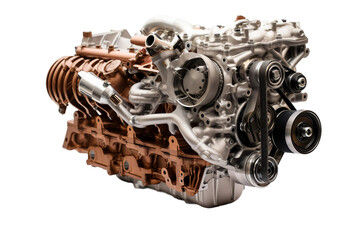 High-Performance Car Engine Isolated on Transparent Background - obrazy, fototapety, plakaty