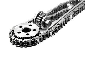 Precision Car Timing Chain Isolated on Transparent Background
