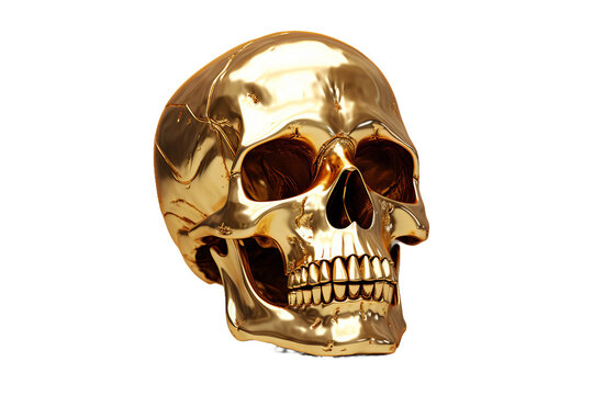 Intricate Golden Skull Design Isolated on Transparent Background