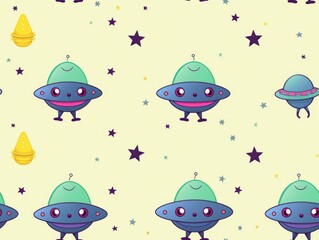 seamless pattern cute alian