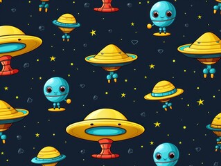 Fototapeta premium seamless pattern cute alian