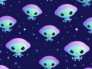 Naklejka premium seamless pattern cute alian
