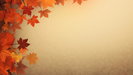 Background autumn leaves in the corner with wide copy space for text
