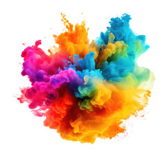 colorful rainbow holi paint color powder explosion with bright colors isolated, png