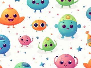Obraz premium seamless pattern cute alian