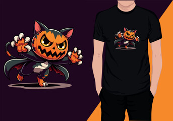 Halloween Cat T-shirt Design, This cat loves Halloween
