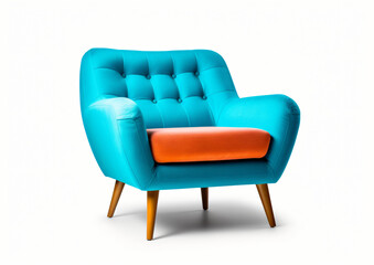 Modern color sofa chair from the side isolated on a white background