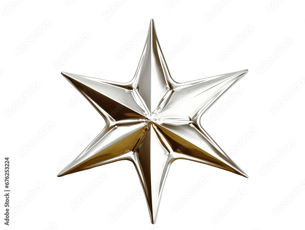 Wall mural silver star christmas tree topper.
