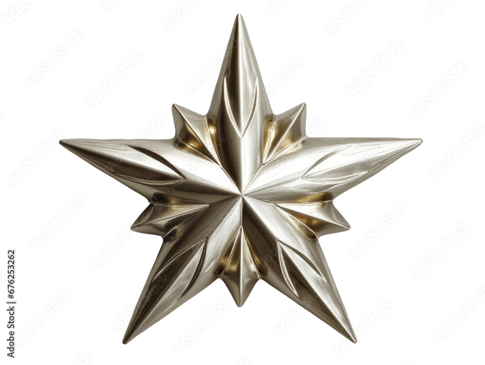 Wall mural silver star christmas tree topper.