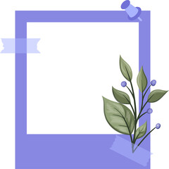 Blue Photo Frame with Floral Minimalist Style