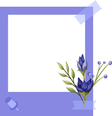 Blue Photo Frame with Floral Minimalist Style