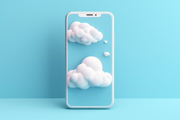 Smartphone with Clouds on blue sky on the Screen