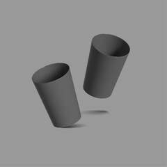 realistic 3D beverage packaging design with elegant and cool carbon black color. plastic or paper cup design for takeaway drinks