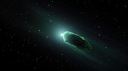 Obraz premium Comet C/2022 E3 (ZTF) The Green Comet. The comet has a bright green glow around its nucleus which is due to the effect of sunlight on its molecules, especially diatomic carbon and cyanogen. 