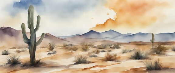 watercolour desert landscape wallpaper