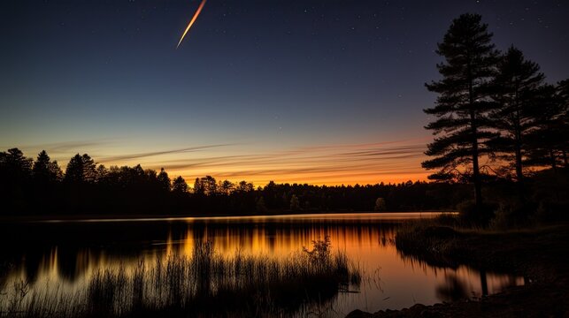 Comet Neowise in the dark night sky after sunset, Torrance Barrens Dark-Sky Preserve, Gravenhurst, Canada.
