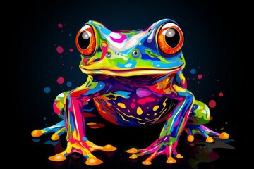 Colorful Frog with bright outline Drug Trip Sonoran Desert Toad