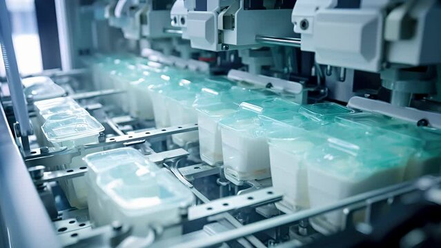 An automated robotic arm carefully placing detergent pods into individual compartments of a packing machine. The machine is capable of handling multiple pod sizes and packaging configurations.